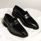 Gregory - Men's Velvet Panel Penny Strap Loafers