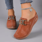 Hailey - Women's Slip-On Metallic Buckle Clogs
