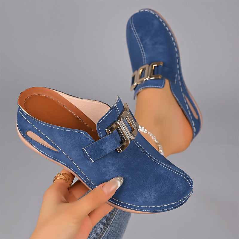 Hailey - Women's Slip-On Metallic Buckle Clogs