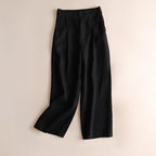 Hannah - Women's Linen Wide-Leg Pleated Pants