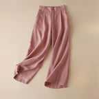Hannah - Women's Linen Wide-Leg Pleated Pants
