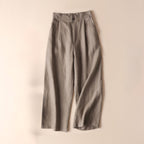 Hannah - Women's Linen Wide-Leg Pleated Pants