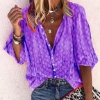 Hannah - Women's Boho Patterned Button-Up Top