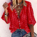 Hannah - Women's Boho Patterned Button-Up Top