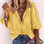 Hannah - Women's Boho Patterned Button-Up Top