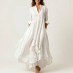 Hannah - Women's Tiered Maxi Dress with Ruffle Hem