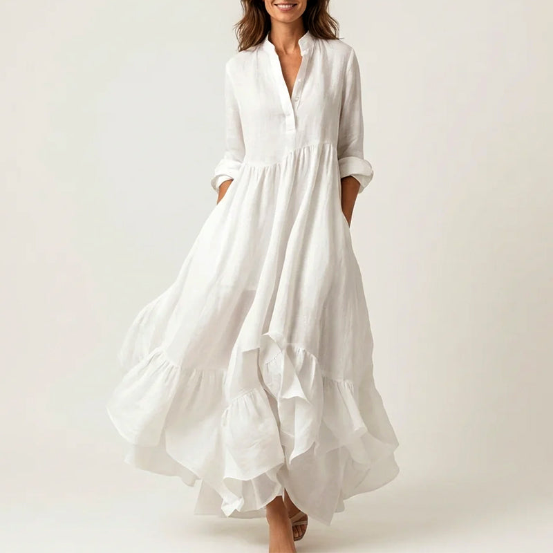 Hannah - Women's Tiered Maxi Dress with Ruffle Hem