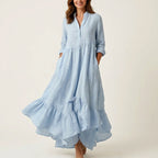 Hannah - Women's Tiered Maxi Dress with Ruffle Hem
