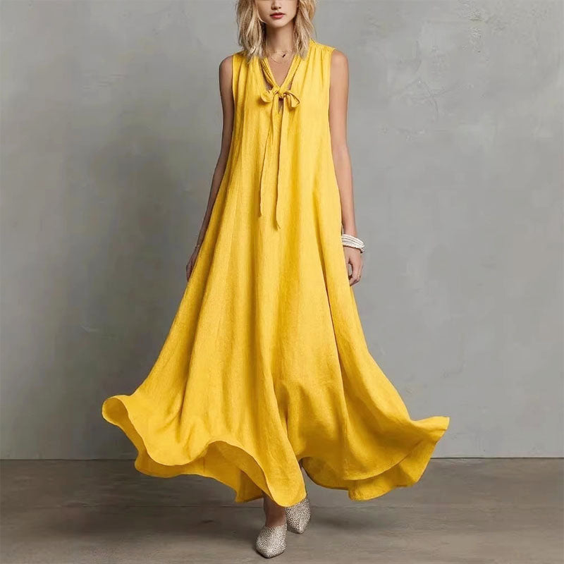 Hannah - Women’s Linen-Look Flowing Maxi Dress