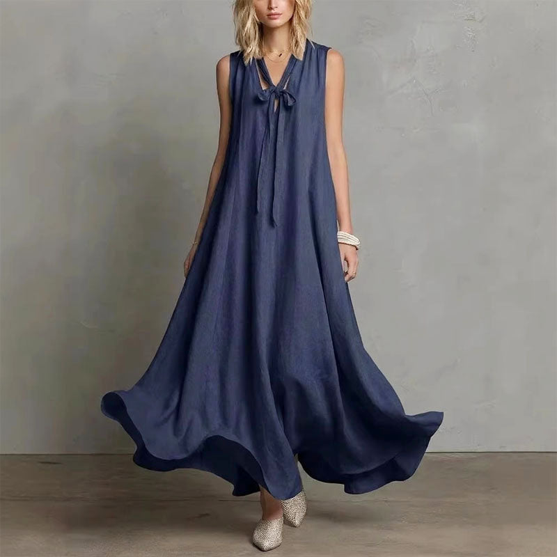Hannah - Women’s Linen-Look Flowing Maxi Dress
