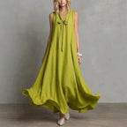 Hannah - Women’s Linen-Look Flowing Maxi Dress