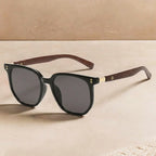 Harbor - Classic Wood-Look Temple Square Sunglasses