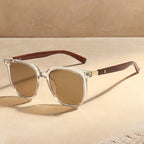 Harbor - Classic Wood-Look Temple Square Sunglasses