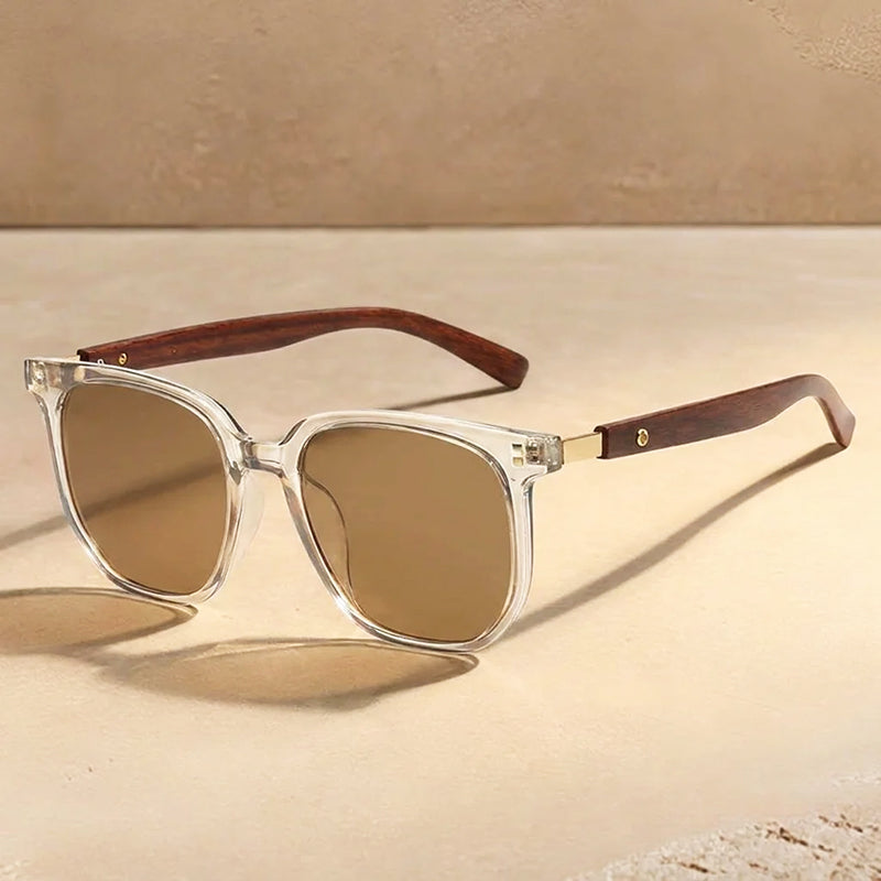 Harbor - Classic Wood-Look Temple Square Sunglasses