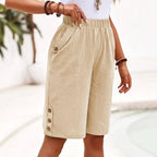Harper - Women's Relaxed Wide-Leg Linen Bermuda Shorts