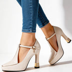 Harper - Women's Contrast-Trim T-Strap Pumps