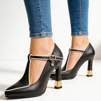 Harper - Women's Contrast-Trim T-Strap Pumps