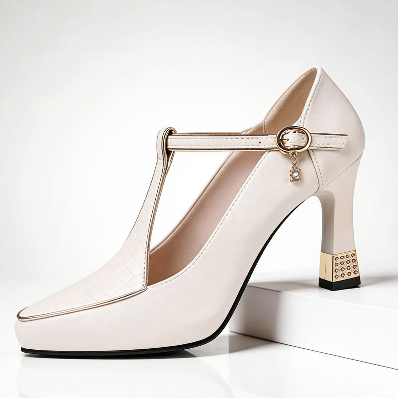 Harper - Women's Contrast-Trim T-Strap Pumps