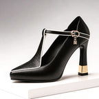 Harper - Women's Contrast-Trim T-Strap Pumps