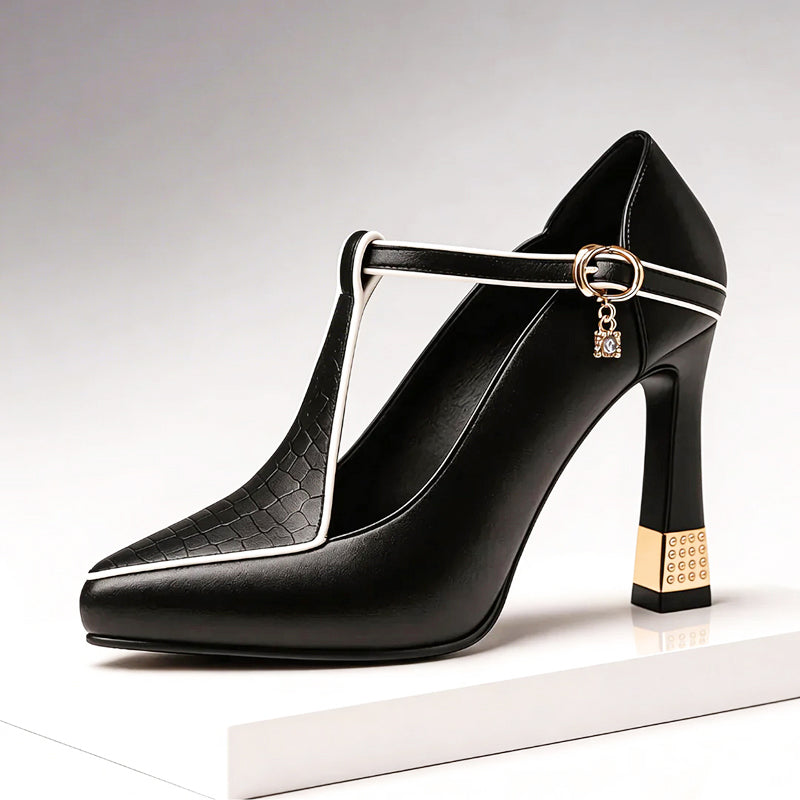 Harper - Women's Contrast-Trim T-Strap Pumps