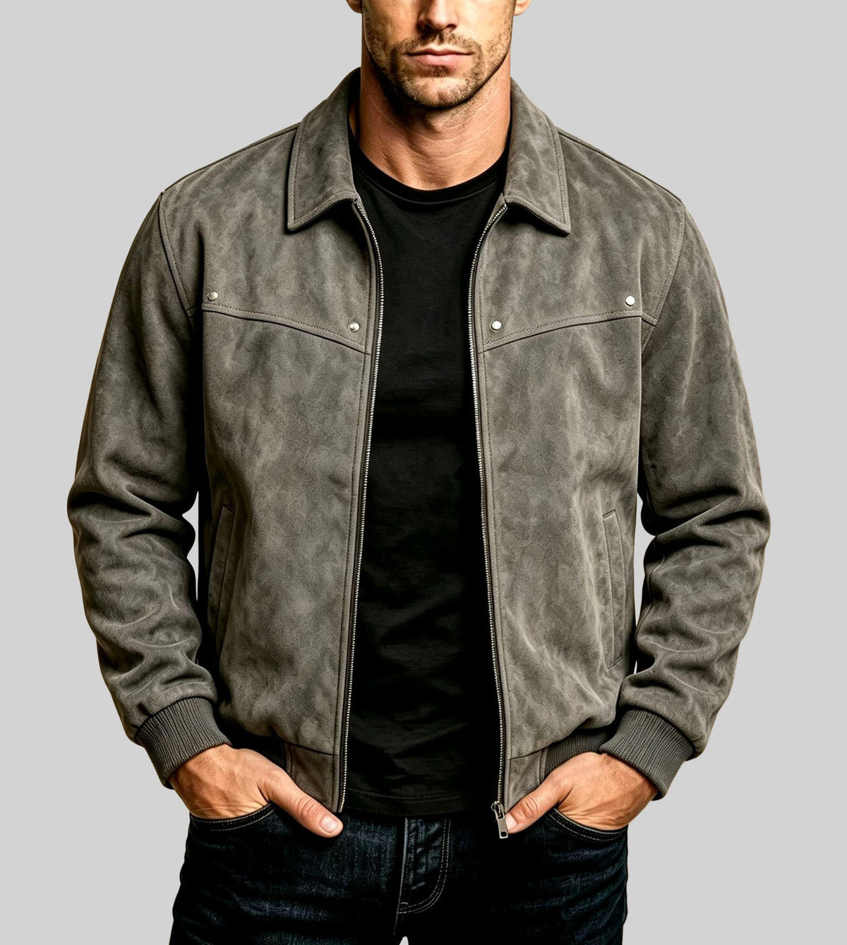 Harris - Men's Vintage Faux Leather Bomber Jacket