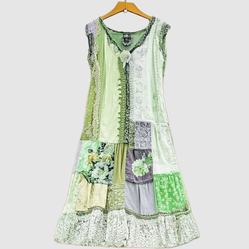 Hazel - Women's Boho Patchwork Sleeveless Maxi Dress