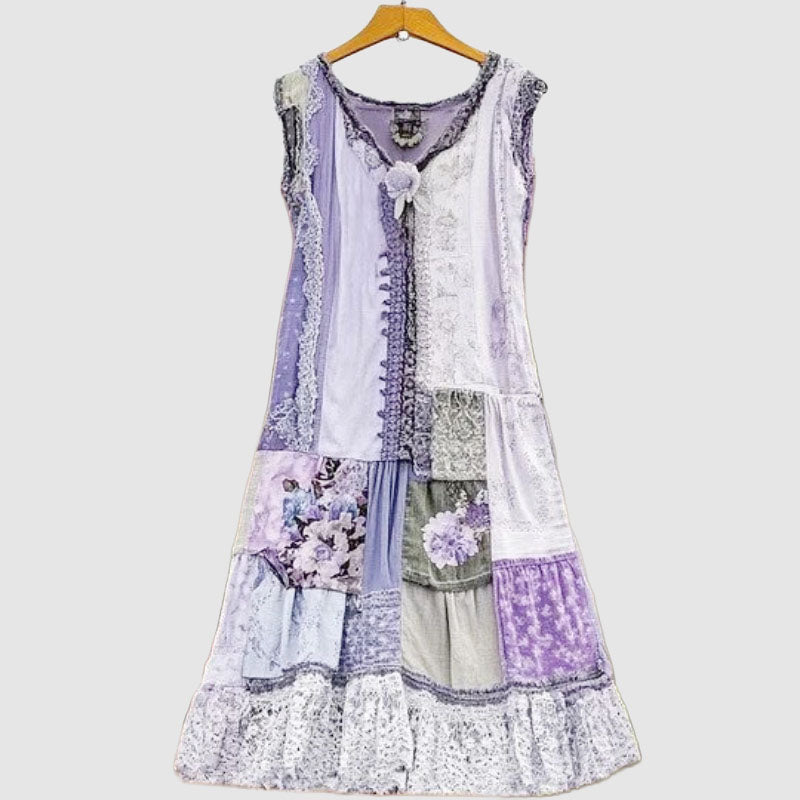 Hazel - Women's Boho Patchwork Sleeveless Maxi Dress