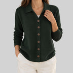 Hilary - Women's Collared Button-Front Cardigan