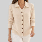 Hilary - Women's Collared Button-Front Cardigan
