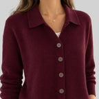 Hilary - Women's Collared Button-Front Cardigan