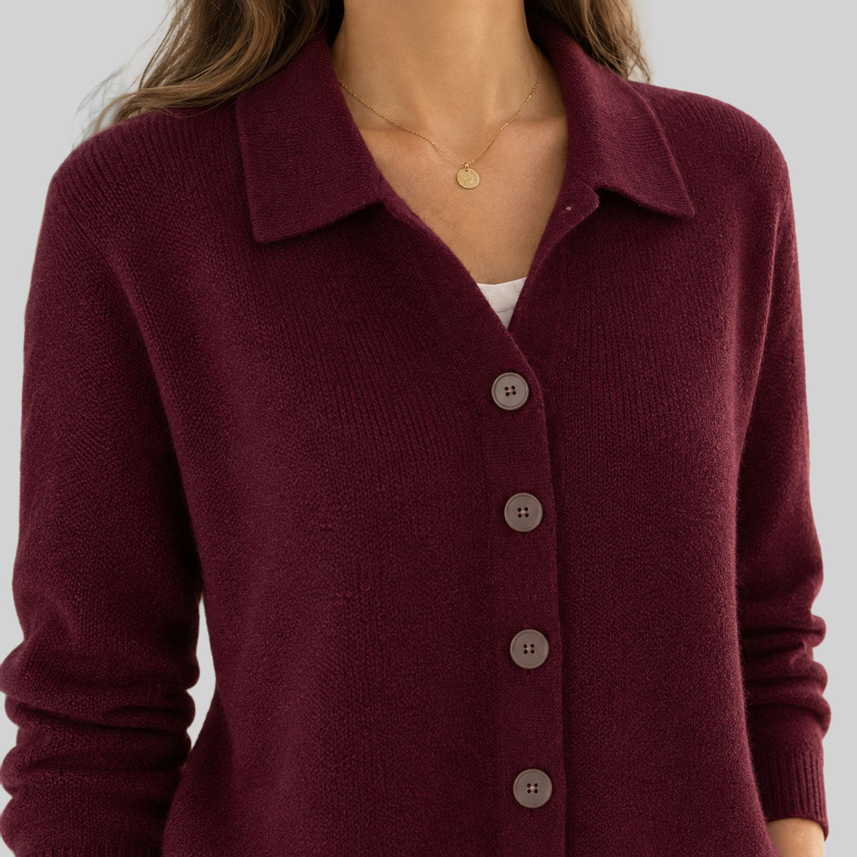Hilary - Women's Collared Button-Front Cardigan