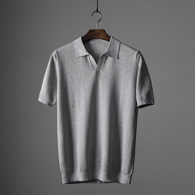 Holden - Men's Textured Buttonless Short-Sleeve Polo