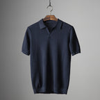 Holden - Men's Textured Buttonless Short-Sleeve Polo