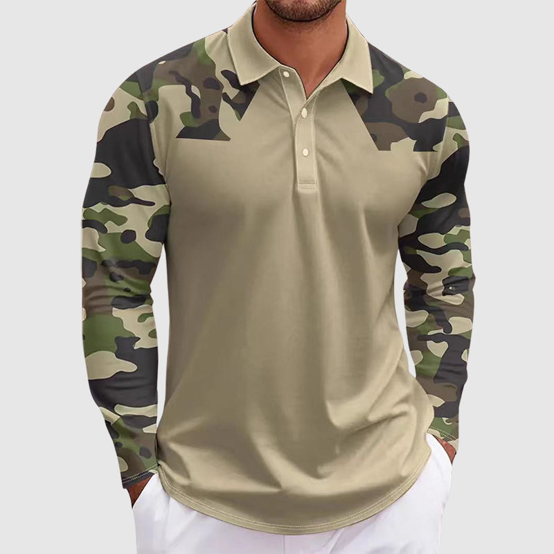 Hunter - Men's Camouflage Print Long Sleeve Polo Shirt