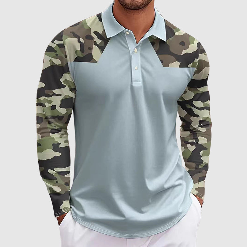 Hunter - Men's Camouflage Print Long Sleeve Polo Shirt