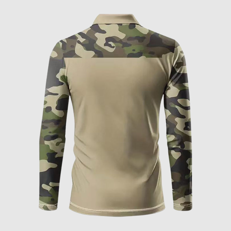 Hunter - Men's Camouflage Print Long Sleeve Polo Shirt