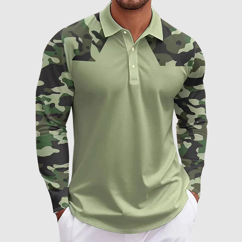 Hunter - Men's Camouflage Print Long Sleeve Polo Shirt