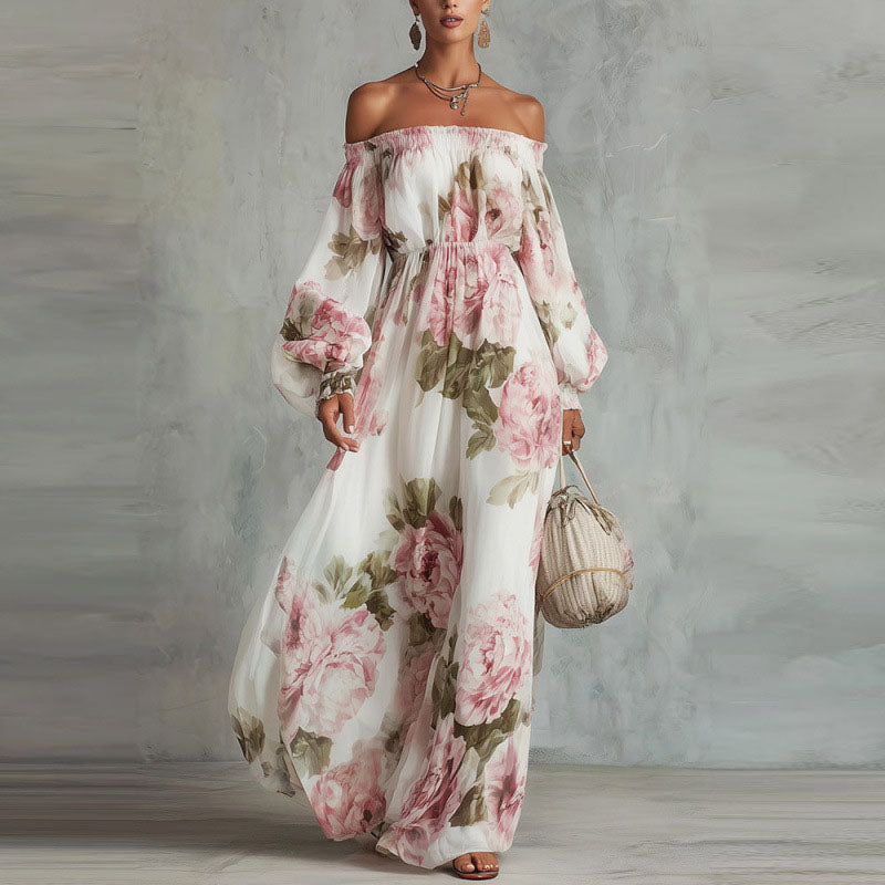 Indie - Women's Off-Shoulder Floral Maxi Dress