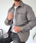 Isaac - Men's Button-Front Shirt Jacket with Chest Pockets