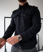 Isaac - Men's Button-Front Shirt Jacket with Chest Pockets