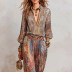 Isabella - Women’s Sophisticated Paisley Print Loungewear Set