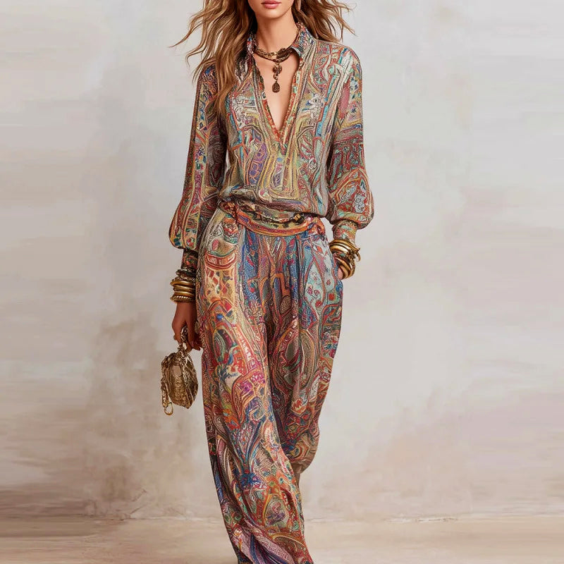 Isabella - Women’s Sophisticated Paisley Print Loungewear Set