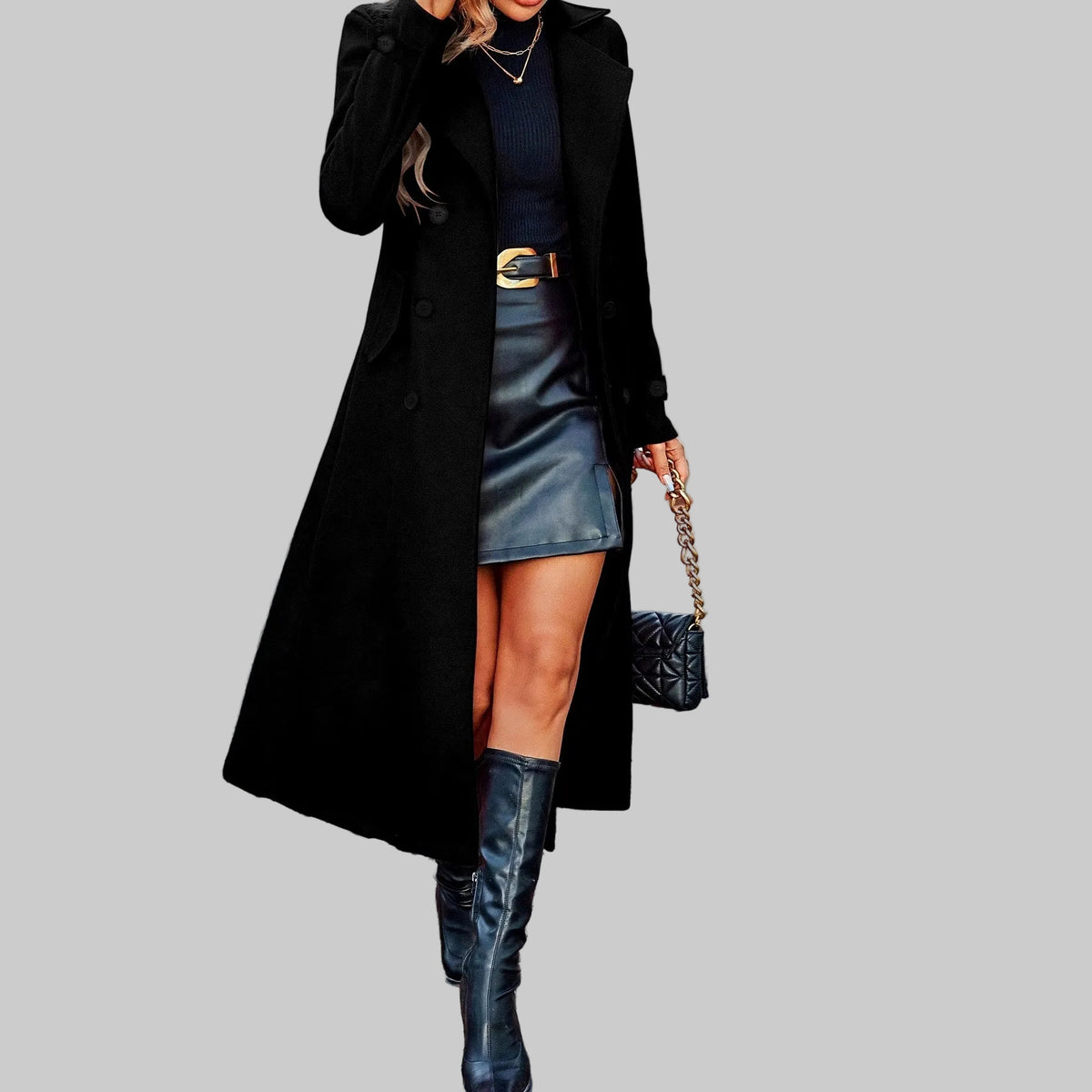 Isabelle - Women's Double-Breasted Wool Blend Coat 3