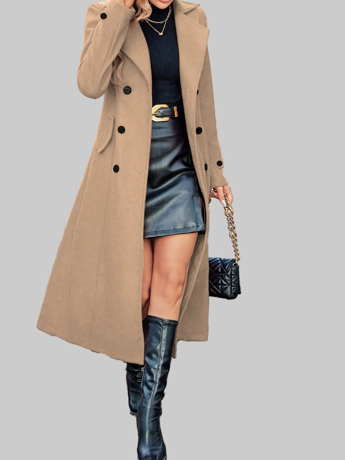 Isabelle - Women's Double-Breasted Wool Blend Coat 5