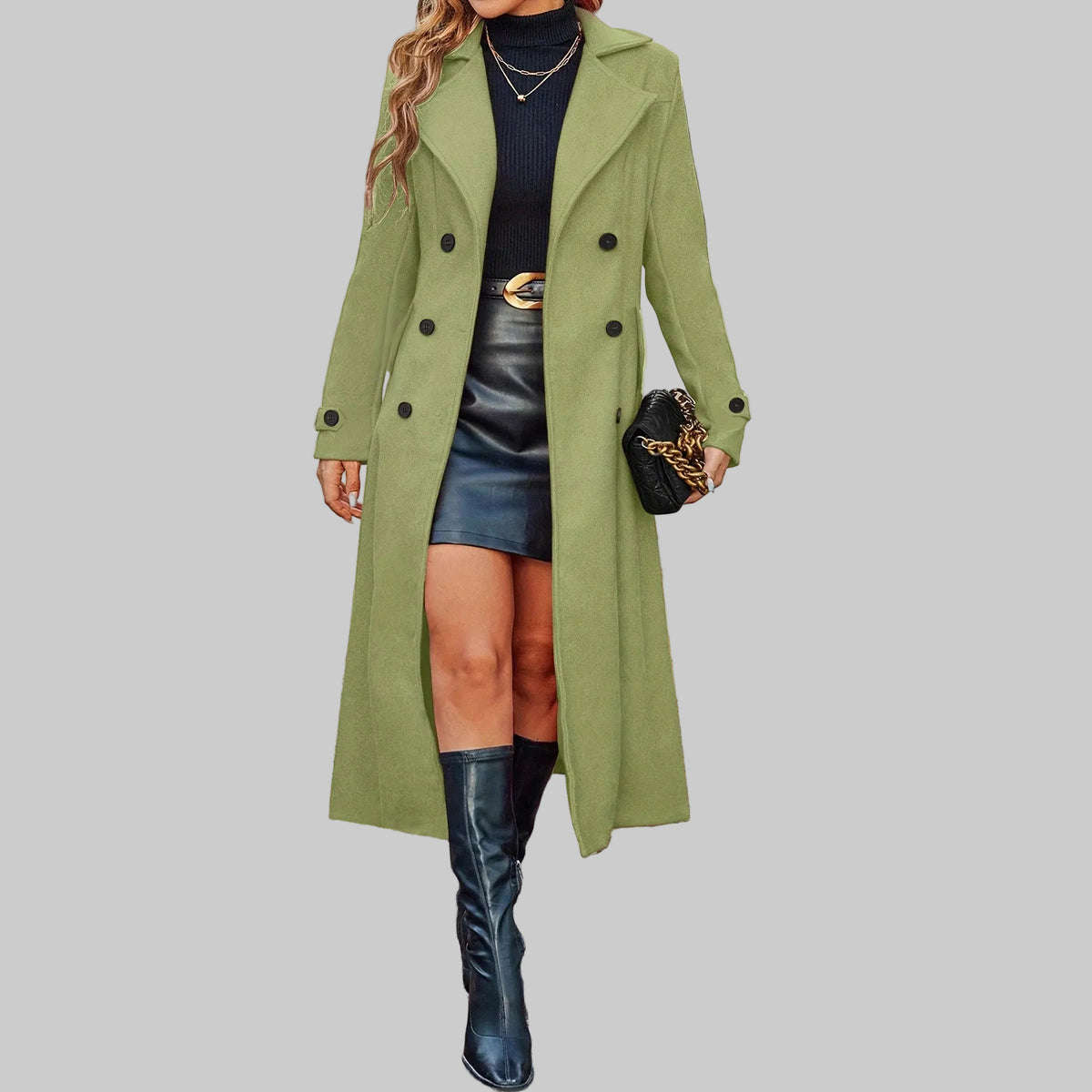 Isabelle - Women's Double-Breasted Wool Blend Coat 1
