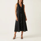 Ivy - Women's Ruffle Front Midi Dress