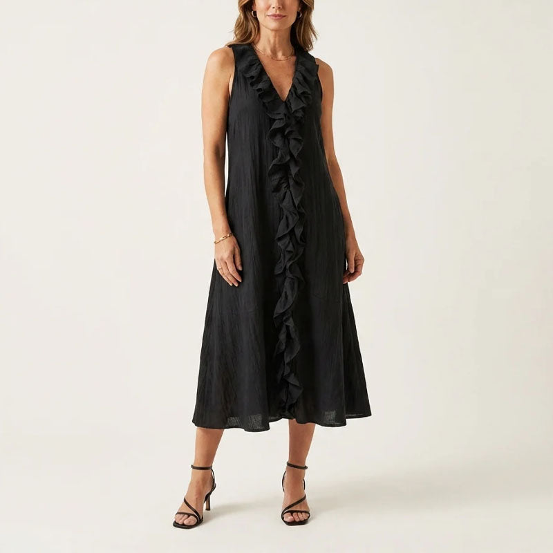 Ivy - Women's Ruffle Front Midi Dress