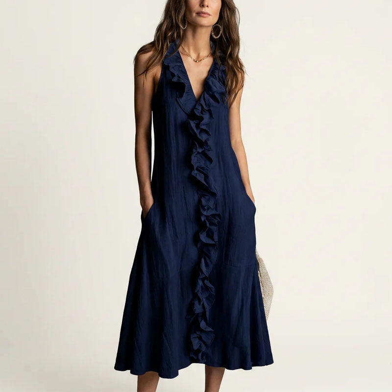 Ivy - Women's Ruffle Front Midi Dress