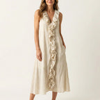Ivy - Women's Ruffle Front Midi Dress