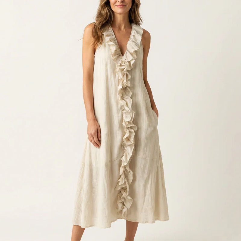 Ivy - Women's Ruffle Front Midi Dress